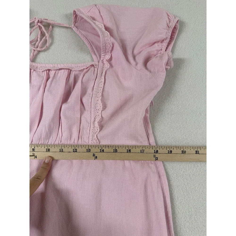 Hollister‎ Dress XL Milkmaid Puff Sleeve Smocked Short Eyelet Lace Y2K NWT Pink